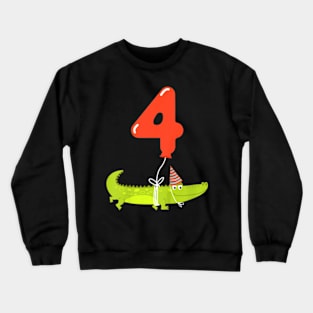 Kids 4th Birthday Shirt  4 Year Old Alligator Crocodile Crewneck Sweatshirt